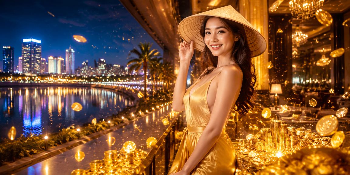 Người dùng tại Đà Nẵng trải nghiệm cá cược trực tuyến với nón lá — khung cảnh địa phương đặc trưng