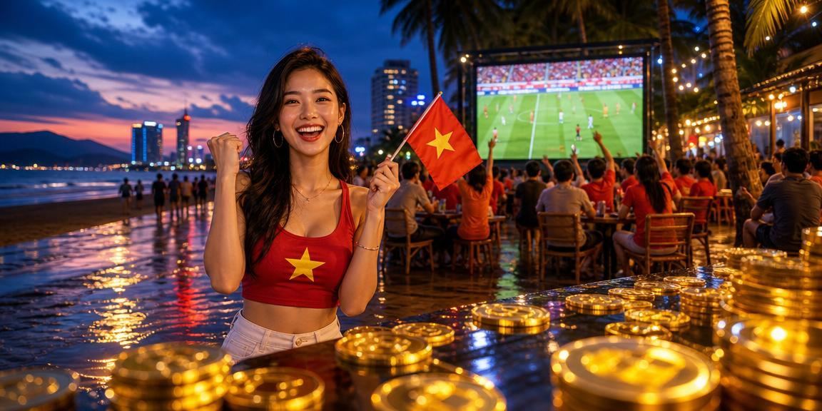 Khu vui chơi giải trí ven biển Đà Nẵng về đêm — bối cảnh giải trí casino ngoài trời