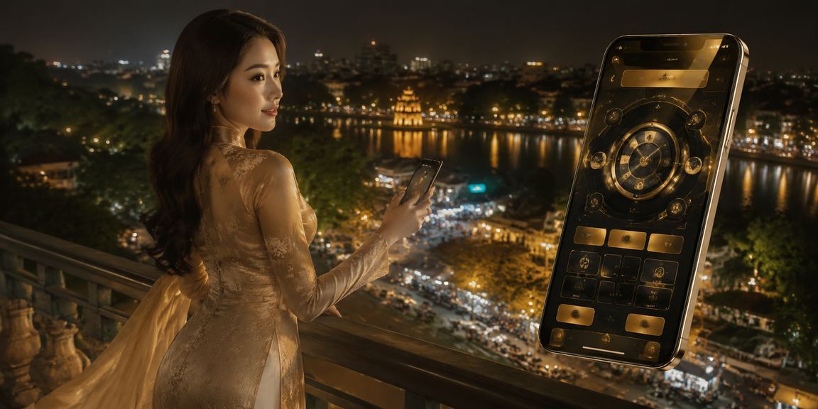 Người dùng Hà Nội truy cập casino di động trong trang phục áo dài